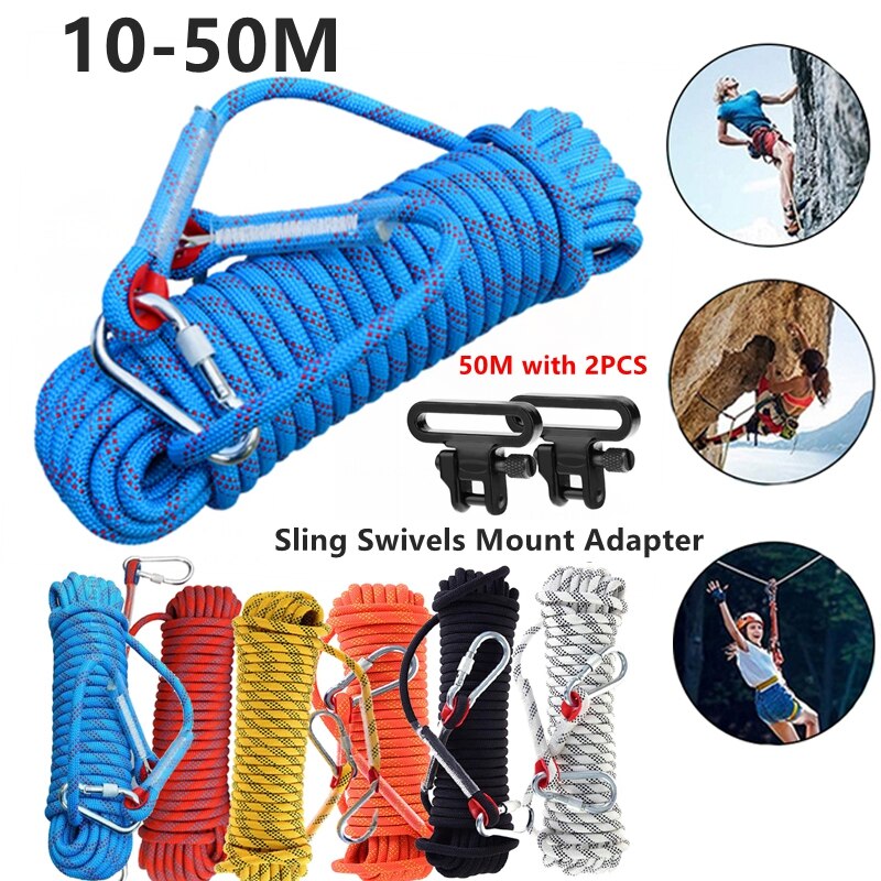 50-10M 10mm 등산 로프 야외 비상 로프, 캠핑 액세서리 정적 로프 내마모성 고강도 코드 안전 로프